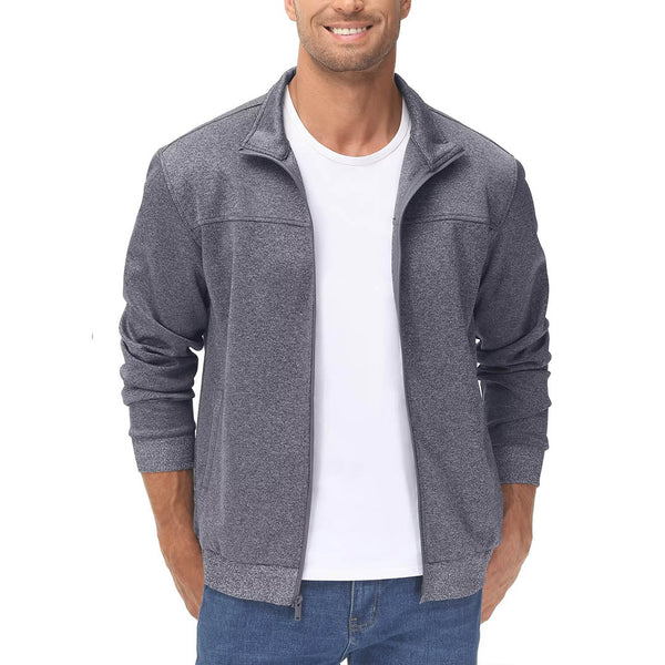 Men's Track Lightweight Full Zip Up Stand Collar Jacket - Men's Jackets