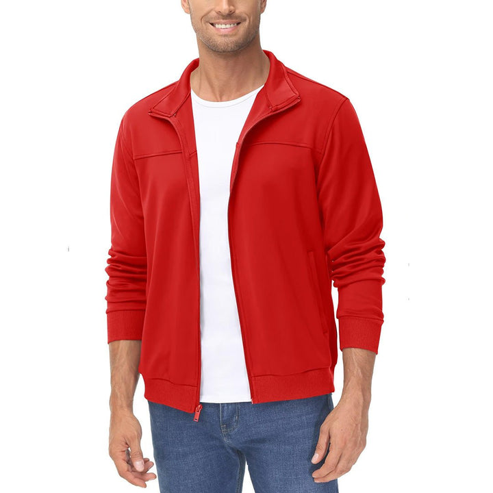 Men's Track Lightweight Full Zip Up Stand Collar Jacket - Men's Jackets