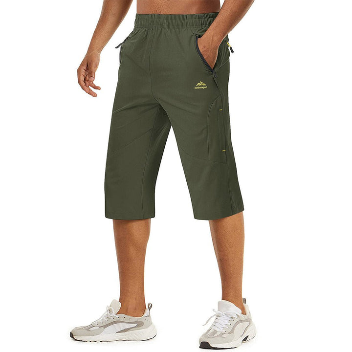 Quick Dry 3/4 Capri Zipper Pockets Long Shorts - Men's Capri Pants