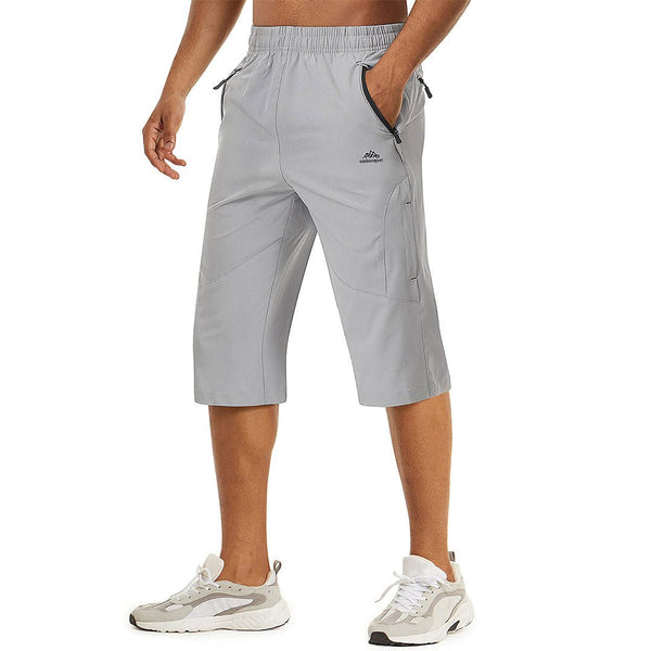 Quick Dry 3/4 Capri Zipper Pockets Long Shorts - Men's Capri Pants