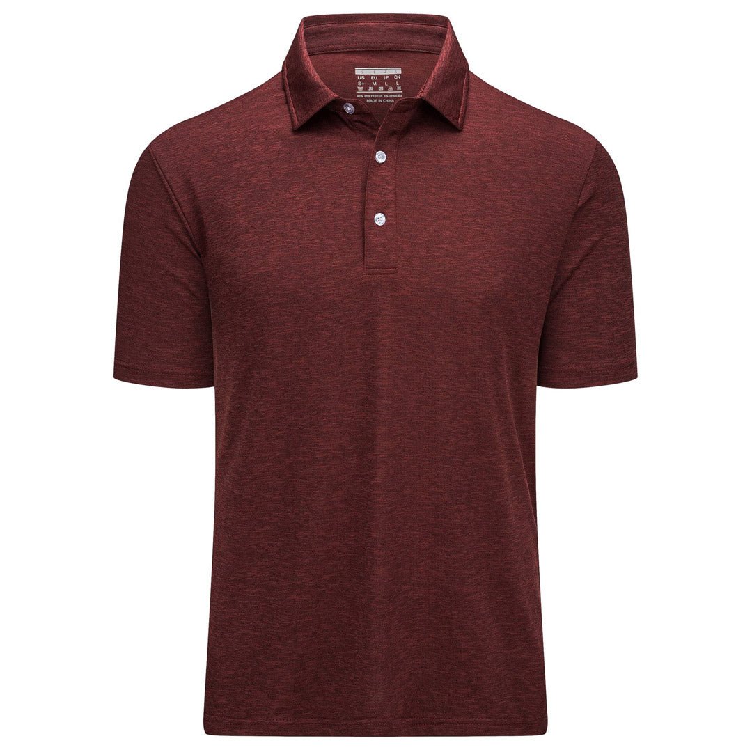 Men's Golf 3 Buttons Spread Collar Solid Polo Shirt - TACVASEN