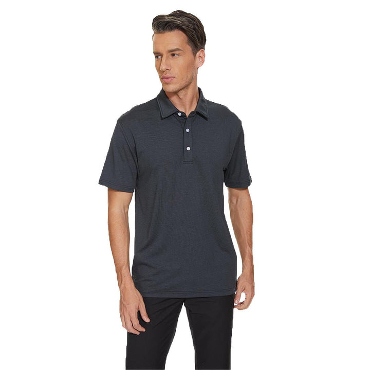 TACVASEN Golf 3 Buttons Spread Collar Solid Polo Shirt - Men's Polo Shirts