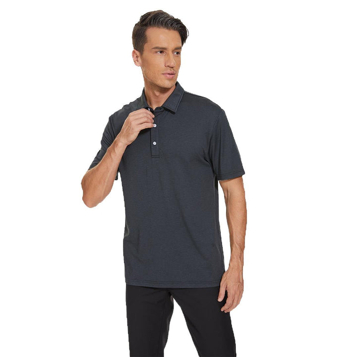 TACVASEN Golf 3 Buttons Spread Collar Solid Polo Shirt - Men's Polo Shirts