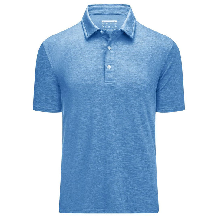 Men's Golf 3 Buttons Spread Collar Solid Polo Shirt - TACVASEN