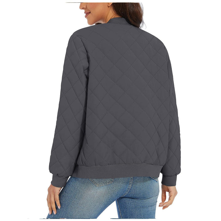 Women's Diamond Quilted Jackets Lightweight Casual Bomber Jacket -