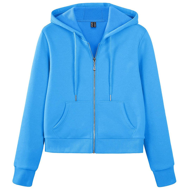 Women's Fleece Lined Full Zip Crop Tops Hoodies - Women's Jackets