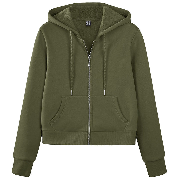 Women's Fleece Lined Full Zip Crop Tops Hoodies - Women's Jackets