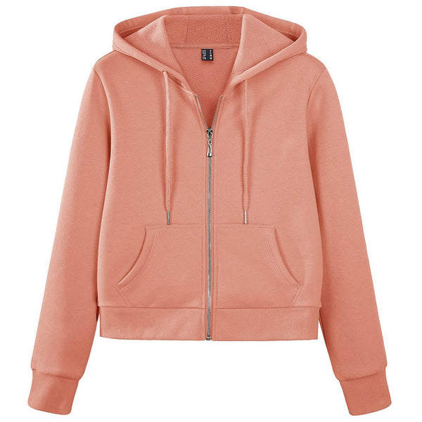 Women's Fleece Lined Full Zip Crop Tops Hoodies - Women's Jackets