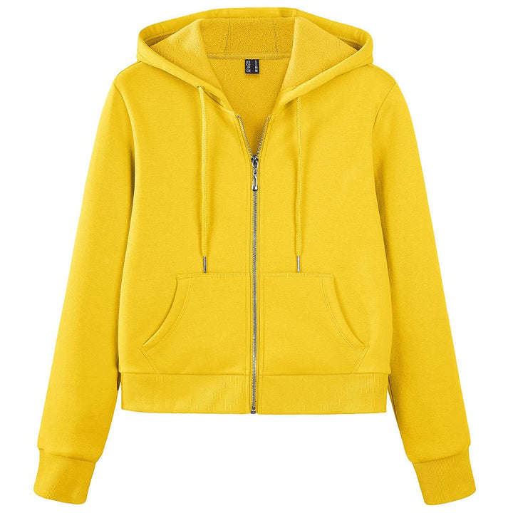 Women's Fleece Lined Full Zip Crop Tops Hoodies - Women's Jackets