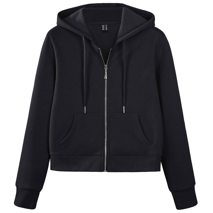 Women's Fleece Lined Full Zip Crop Tops Hoodies - Women's Jackets