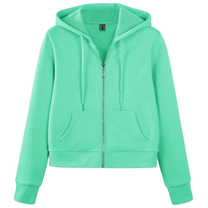 Women's Fleece Lined Full Zip Crop Tops Hoodies - Women's Jackets