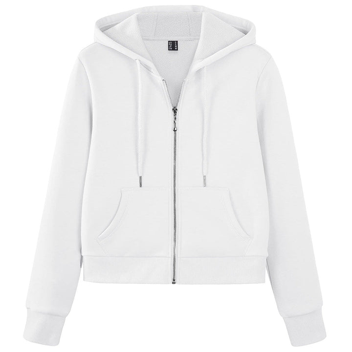 Women's Fleece Lined Full Zip Crop Tops Hoodies - Women's Jackets