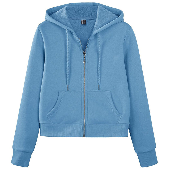 Women's Fleece Lined Full Zip Crop Tops Hoodies - Women's Jackets