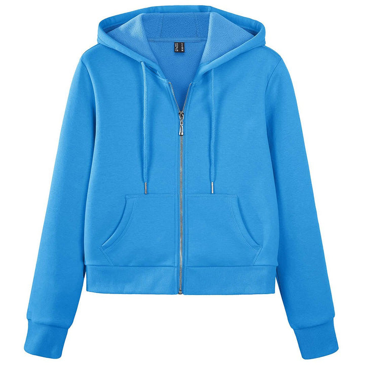 Women's Fleece Lined Full Zip Crop Tops Hoodies - Women's Jackets