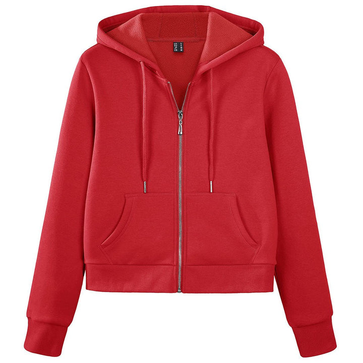 Women's Fleece Lined Full Zip Crop Tops Hoodies - Women's Jackets