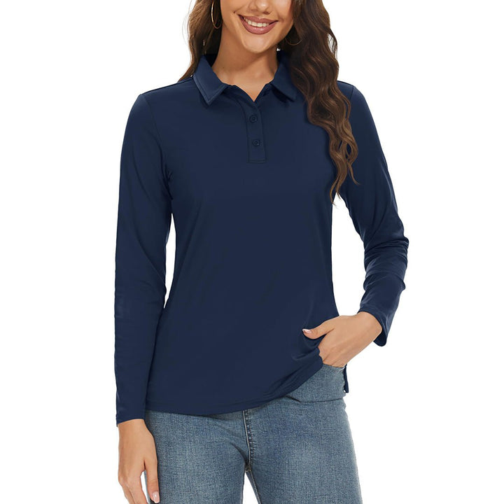 Women's Golf UPF 50+ Sun Protection 3-Button Quick Dry Long Sleeve Polo Shirts - Women's Shirts