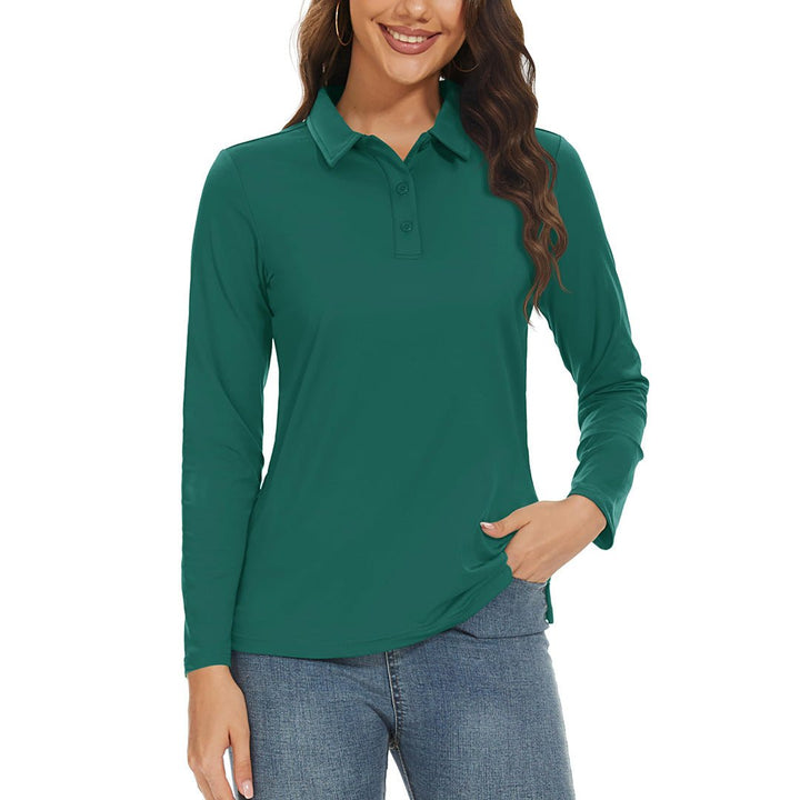 Women's Golf UPF 50+ Sun Protection 3-Button Quick Dry Long Sleeve Polo Shirts - Women's Shirts