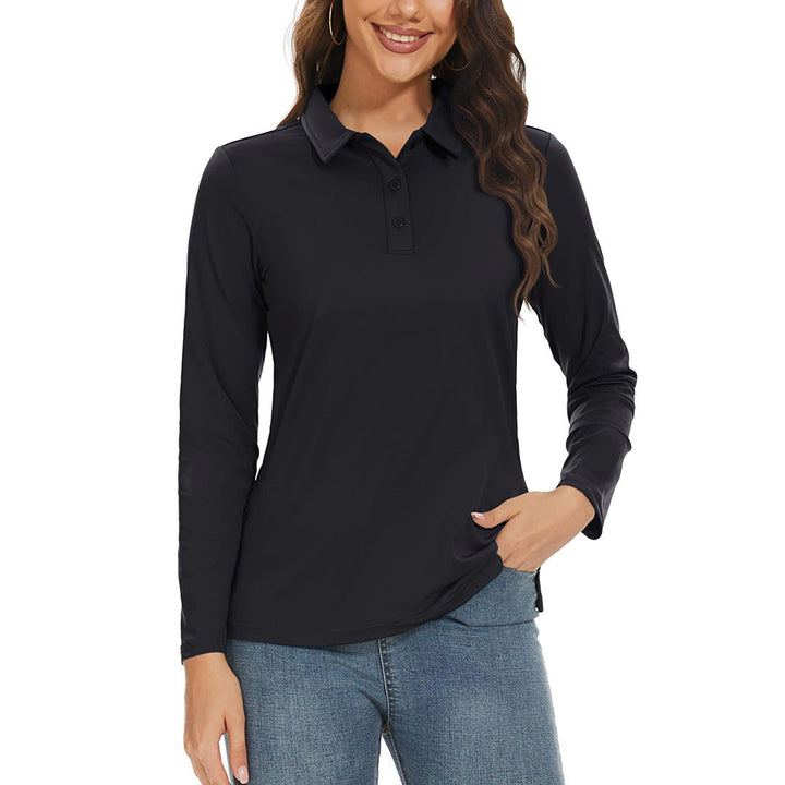 Women's Golf UPF 50+ Sun Protection 3-Button Quick Dry Long Sleeve Polo Shirts - Women's Shirts