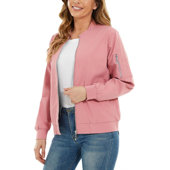 Women's Lightweight Casual Windbreaker Bomber Jackets - Women's Jackets