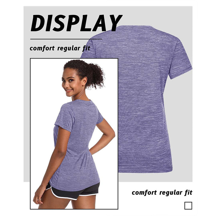 Women's Quick Dry Athletic V-Neck Yoga Gym T-shirts - Women's Shirts