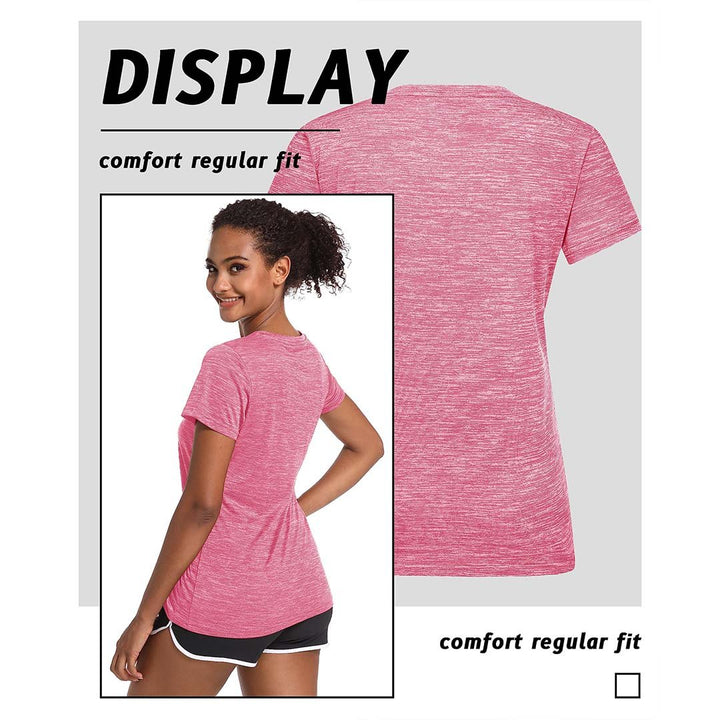 Women's Quick Dry Athletic V-Neck Yoga Gym T-shirts - Women's Shirts