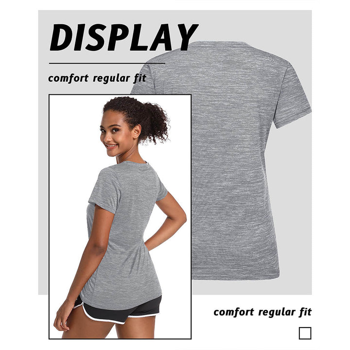 Women's Quick Dry Athletic V-Neck Yoga Gym T-shirts - Women's Shirts