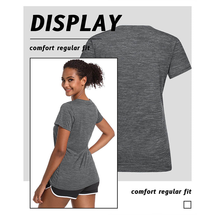 Women's Quick Dry Athletic V-Neck Yoga Gym T-shirts - Women's Shirts