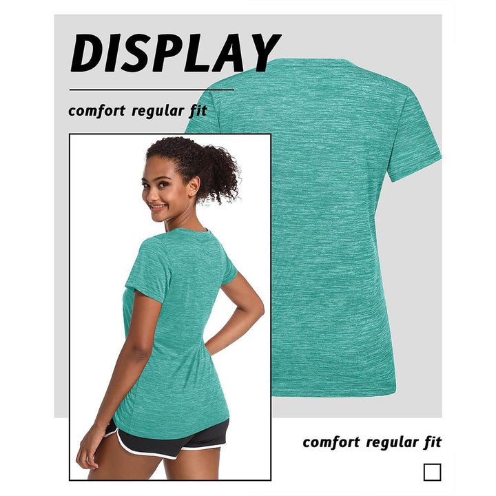 Women's Quick Dry Athletic V-Neck Yoga Gym T-shirts - Women's Shirts