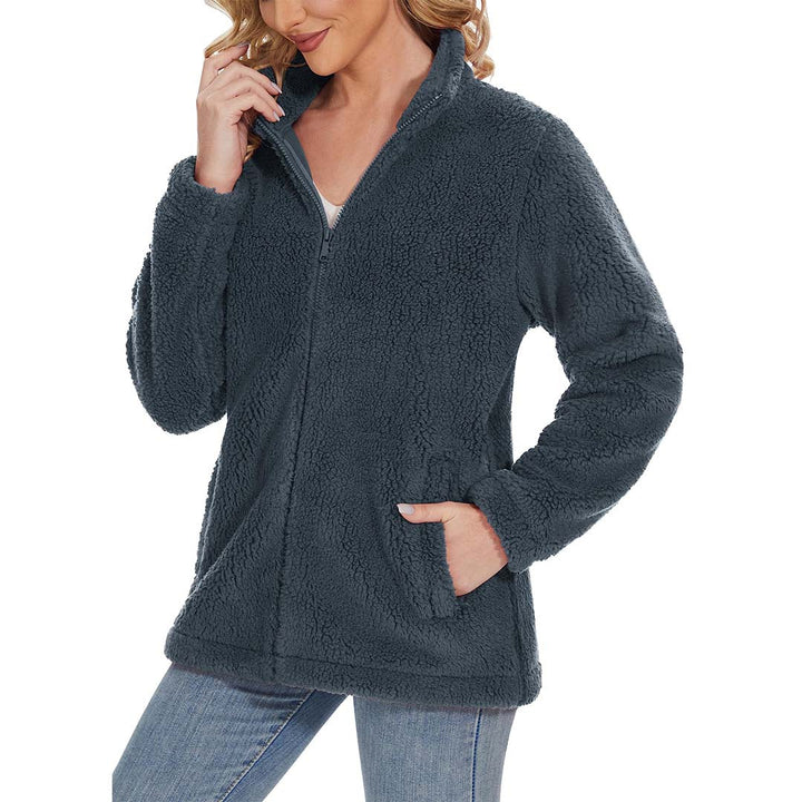 Women's Sherpa Fleece Full Zip Fuzzy Jackets - Women's Jackets