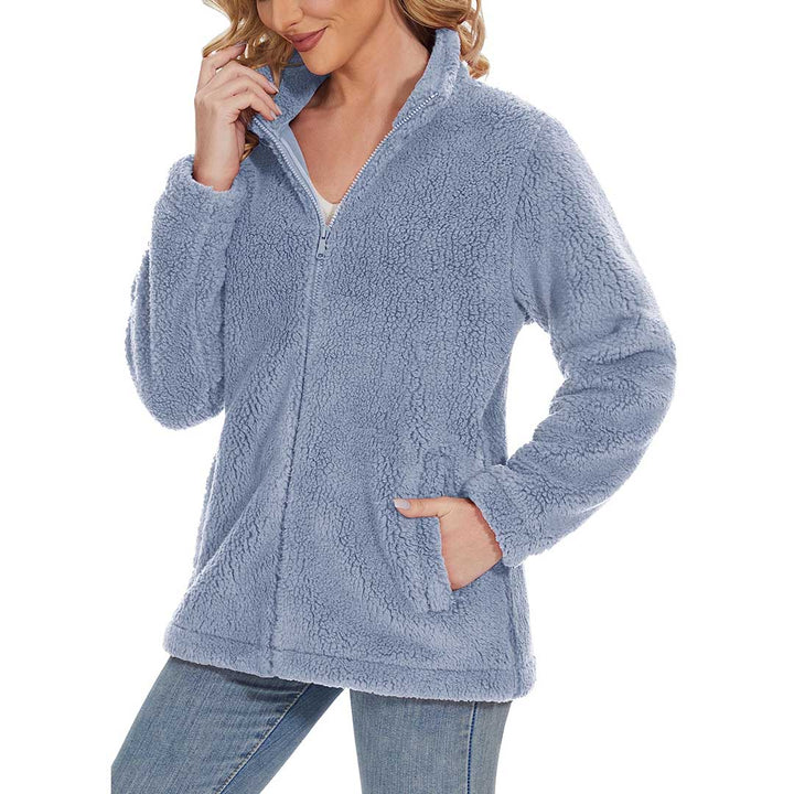 Women's Sherpa Fleece Full Zip Fuzzy Jackets - Women's Jackets