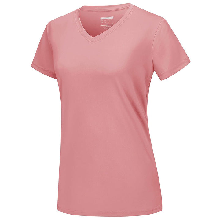 Women's UPF 50+ Sun Protection V-Neck Quick Dry Short Sleeve T-shirts -