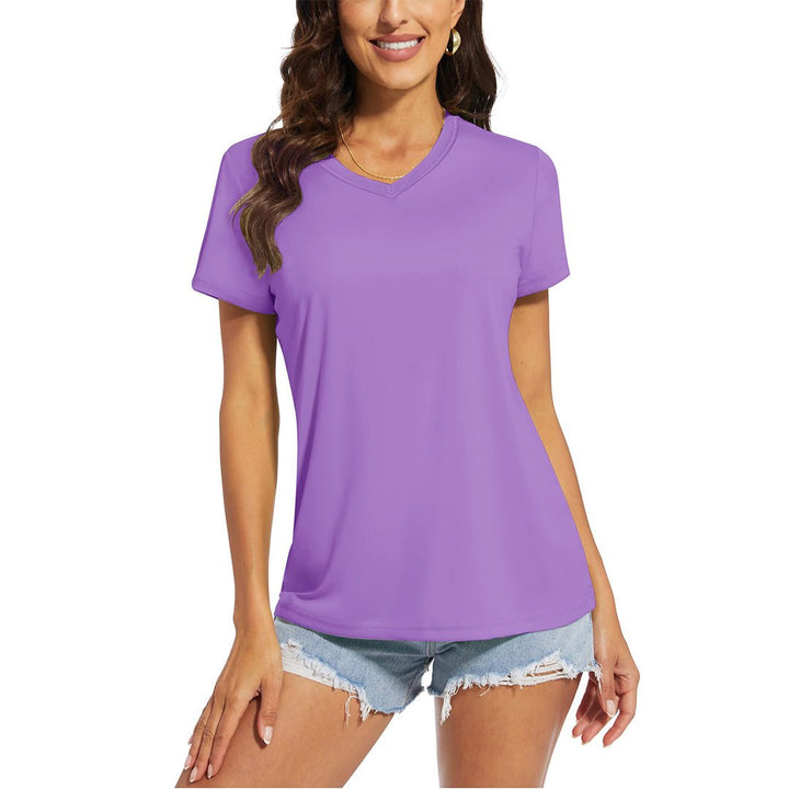 Women's UPF 50+ Sun Protection V-Neck Quick Dry Short Sleeve T-shirts -