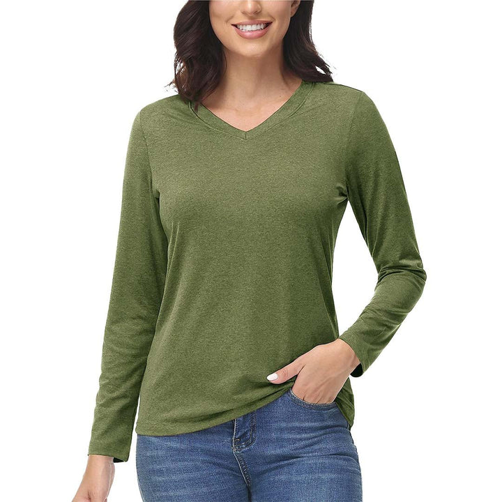 Women's V-Neck Sun Shirts UPF 50+ Long Sleeve T-Shirts - Women's Shirts