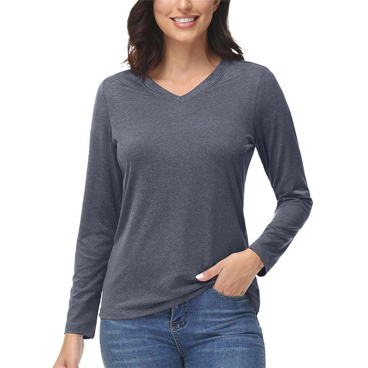 Women's V-Neck Sun Shirts UPF 50+ Long Sleeve T-Shirts - Women's Shirts