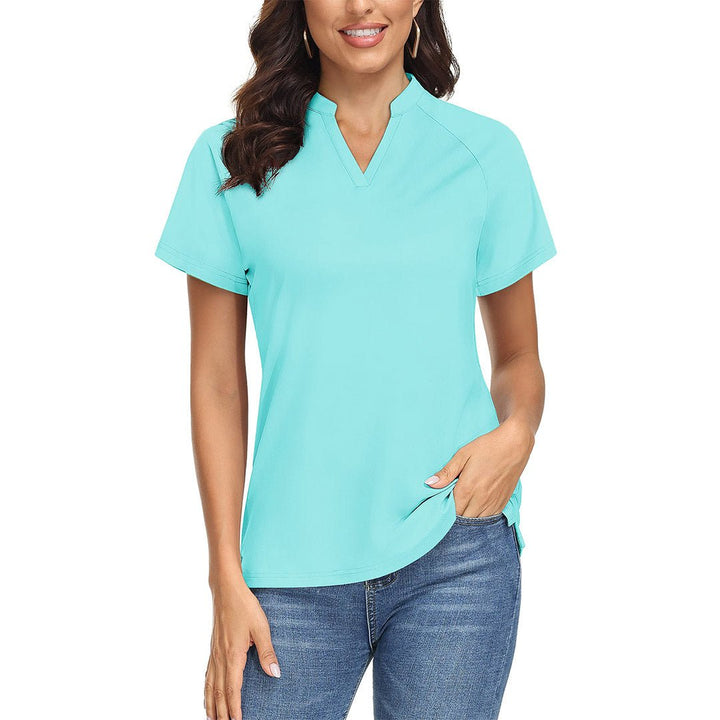 Women's V Neck UPF 50+ Sun Protection Quick Dry Golf Polo Shirts - Women's Shirts