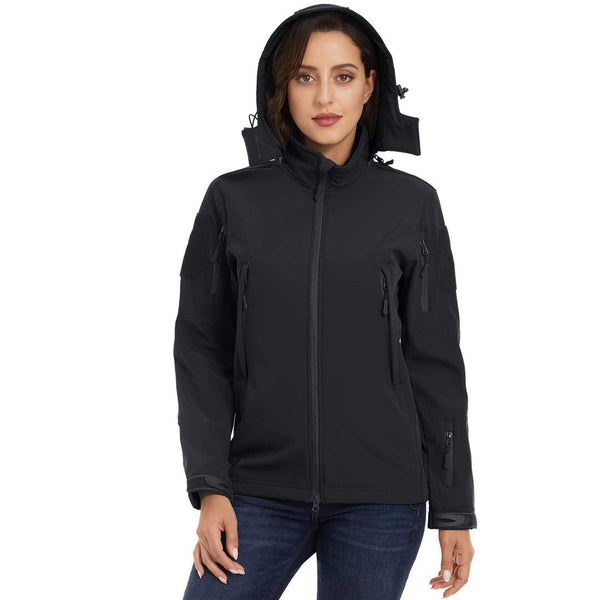 Women's Waterproof Softshell Jacket Hooded Fleece Windbreaker Coat - Fall Winter 2022