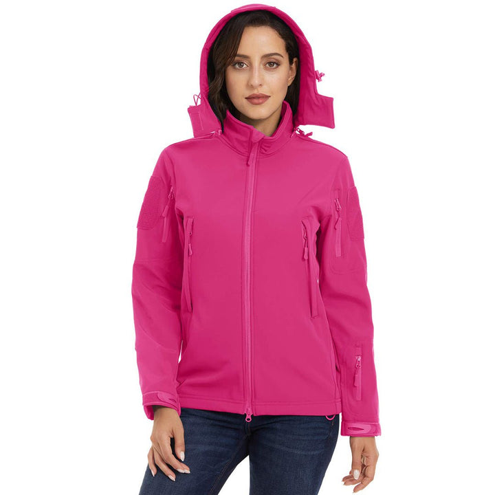 Women's Waterproof Softshell Jacket Hooded Fleece Windbreaker Coat - Fall Winter 2022